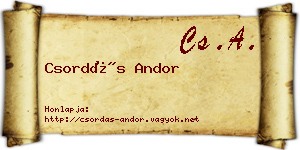 Csordás Andor névjegykártya